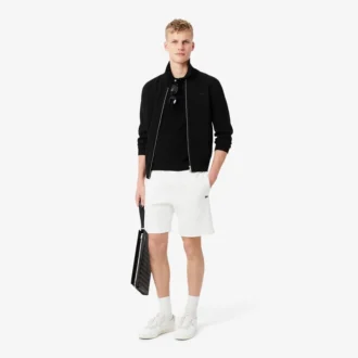 Fleece-shorts med logotyp och ränder i normal passform