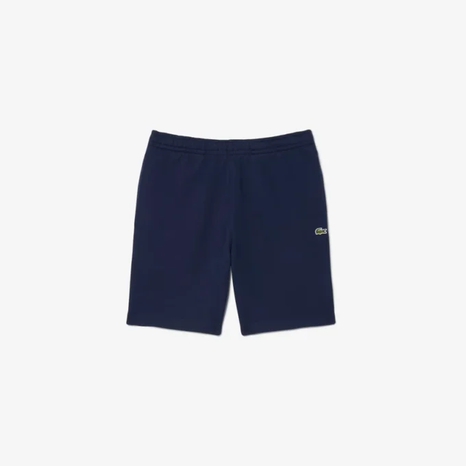 Fleece-shorts med logotyp och ränder i normal passform Fleece-shorts med logotyp och ränder i normal passform