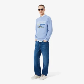 Fleece-Sweatshirt med broderat motiv för herr