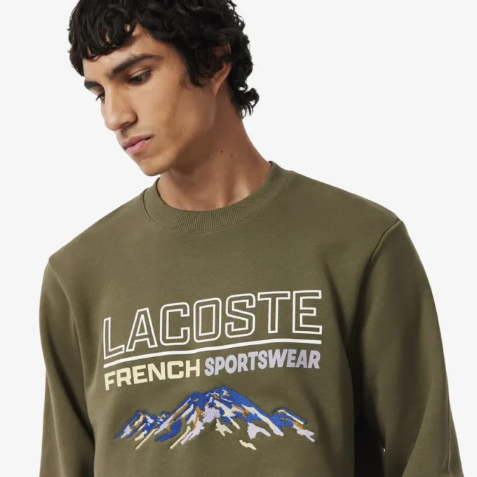 Fleece-Sweatshirt med broderat motiv för herr
