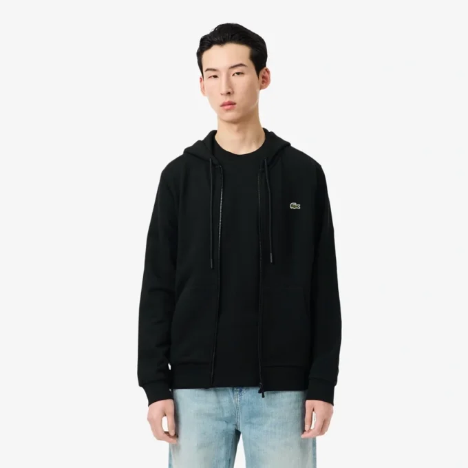 Fleece-Sweatshirt med dragkedja i klassisk passform för herr