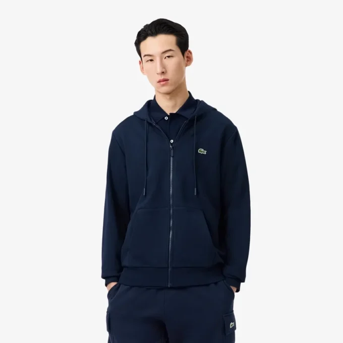Fleece-Sweatshirt med dragkedja i klassisk passform för herr