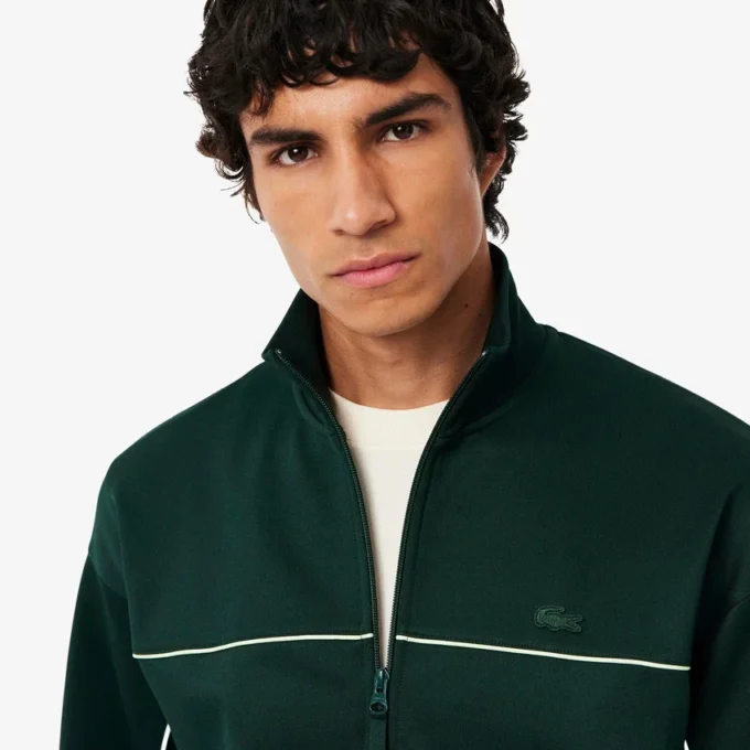 Fleece-Sweatshirt med dragkedja och satineffekt för herr