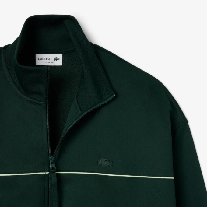 Fleece-Sweatshirt med dragkedja och satineffekt för herr