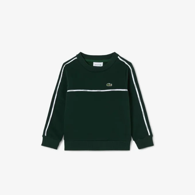 Fleece-Sweatshirt med logotyp och ränder för pojkar Fleece-Sweatshirt med logotyp och ränder för pojkar