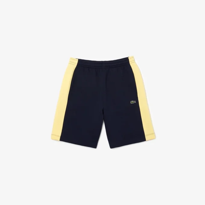 Färgblockerade borstade fleeceshorts för herr