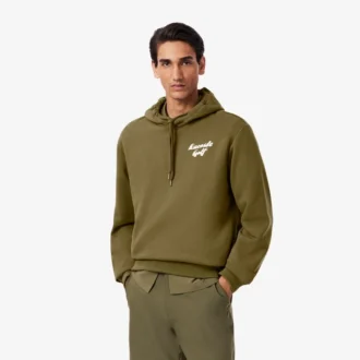 Golfhoodie i tryckt fleece för herr