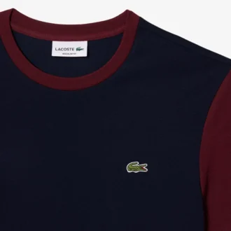 Herr-T-shirt i bomull med färgblock i normal passform