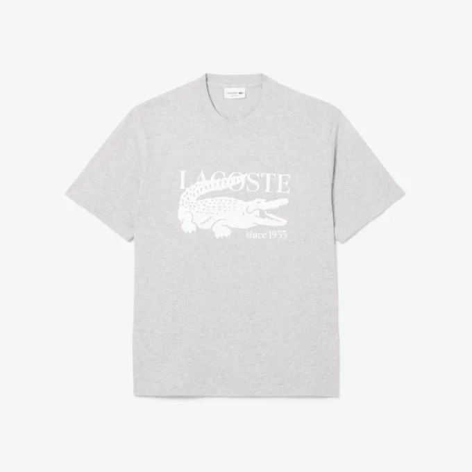 Herr-T-shirt i bomull med klassisk passform och tryck Herr-T-shirt i bomull med klassisk passform och tryck