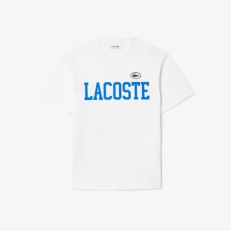 Herr-T-shirt i bomull med kontrastmärke