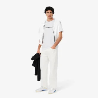 Herr-T-shirt i bomullsjersey med logotyp