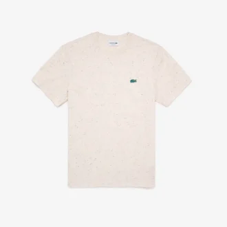 Herr-T-shirt i bomullsjersey med prickigt tryck och normal passform