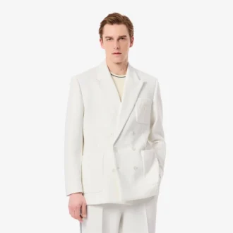 Herrblazer med dubbelknäppning och broderad Heritage-logotyp