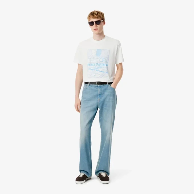 Herrjeans i bomullsdenim med 5 fickor och lös passform Herrjeans i bomullsdenim med 5 fickor och lös passform