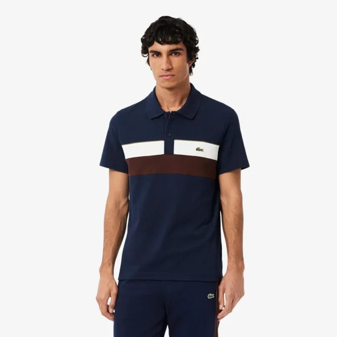 Herrpikétröja i regular fit med färgblockering och petit piqué Herrpikétröja i regular fit med färgblockering och petit piqué
