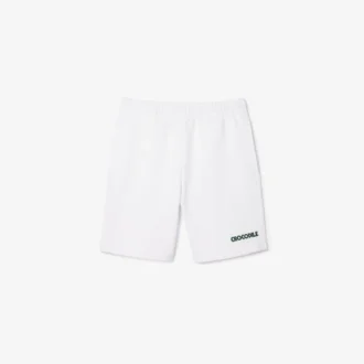 Herrshorts i fleece med broderad text i normal passform