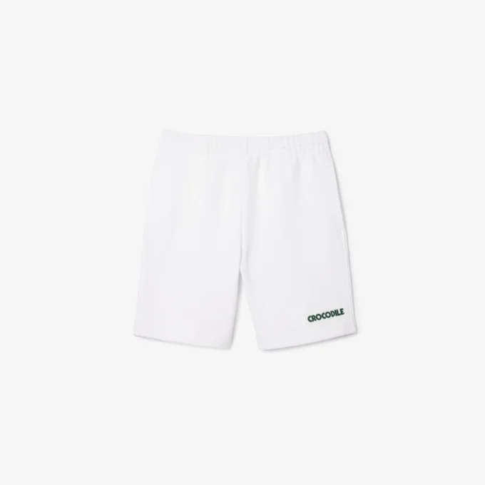 Herrshorts i fleece med broderad text i normal passform Herrshorts i fleece med broderad text i normal passform