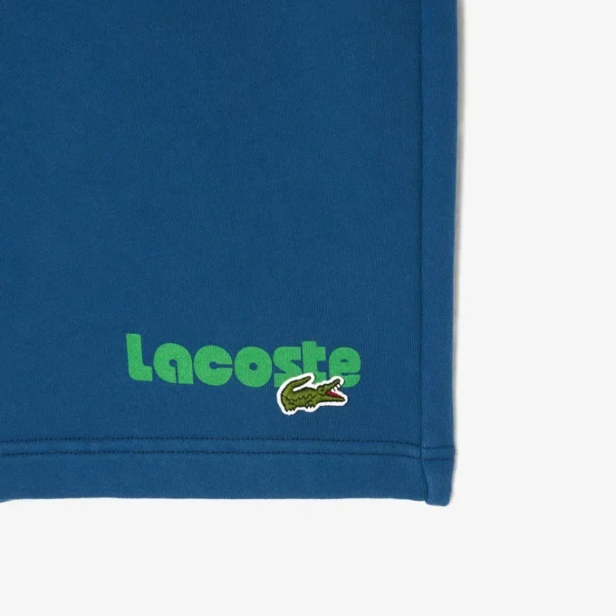 Herrshorts i fleece med tvättad effekt och tryck i regular fit
