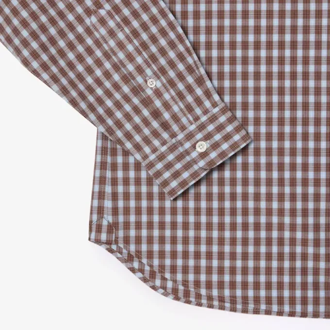 Herrskjorta i poplin med rutmönster och normal passform Herrskjorta i poplin med rutmönster och normal passform
