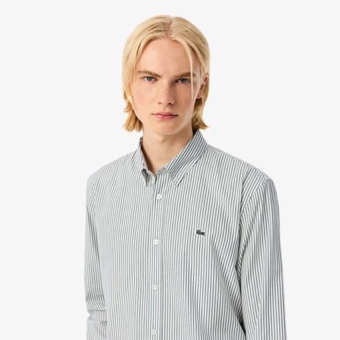 Herrskjorta i regular fit med randigt pinpoint-tyg Herrskjorta i regular fit med randigt pinpoint-tyg