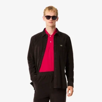 Herrskjorta i velour med normal passform