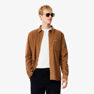 Herrskjorta i velour med normal passform