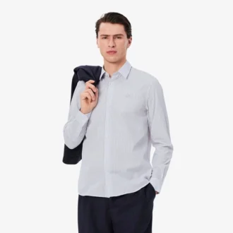 Herrskjorta med rak passform och randigt mönster