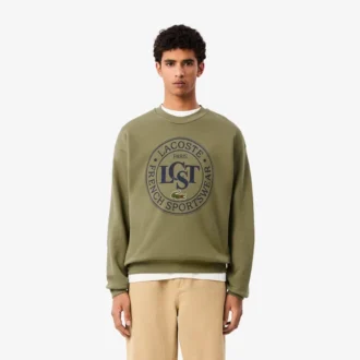 Herrsweatshirt i fleece med lös passform och tryck