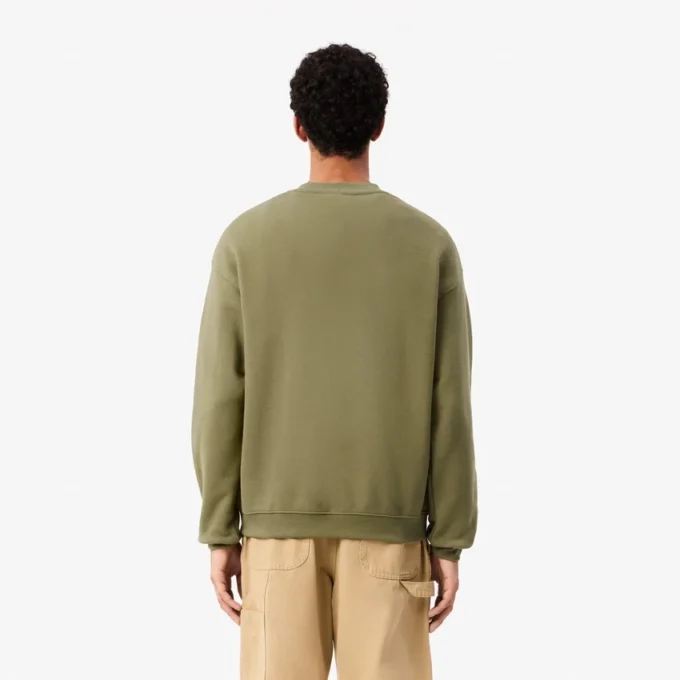 Herrsweatshirt i fleece med lös passform och tryck Herrsweatshirt i fleece med lös passform och tryck
