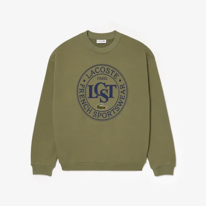 Herrsweatshirt i fleece med lös passform och tryck Herrsweatshirt i fleece med lös passform och tryck