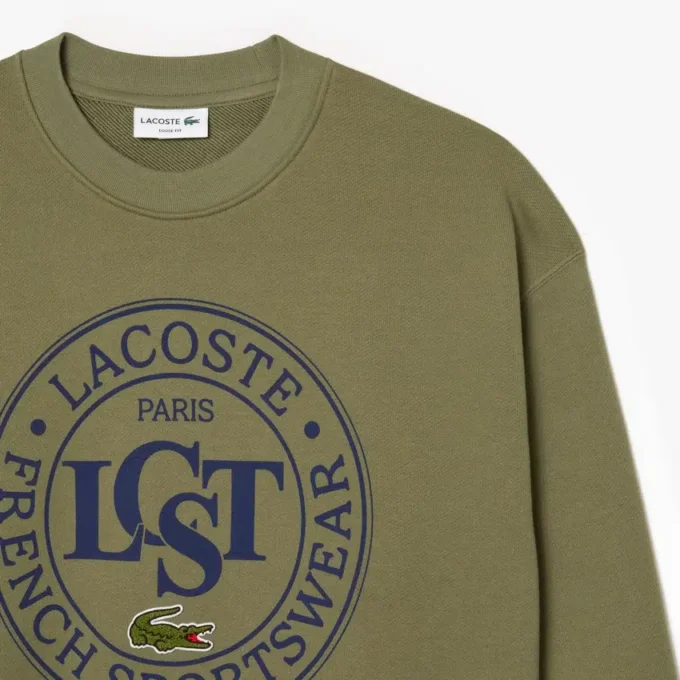 Herrsweatshirt i fleece med lös passform och tryck Herrsweatshirt i fleece med lös passform och tryck