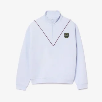 Herrsweatshirt i piqué med dragkedja i halsen och lös passform