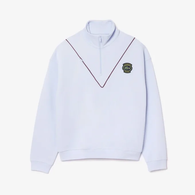 Herrsweatshirt i piqué med dragkedja i halsen och lös passform Herrsweatshirt i piqué med dragkedja i halsen och lös passform