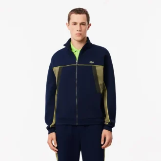 Herrsweatshirt i piqué med dragkedja och lös passform