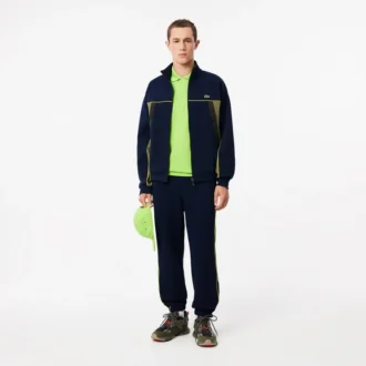 Herrsweatshirt i piqué med dragkedja och lös passform