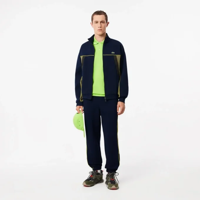 Herrsweatshirt i piqué med dragkedja och lös passform Herrsweatshirt i piqué med dragkedja och lös passform
