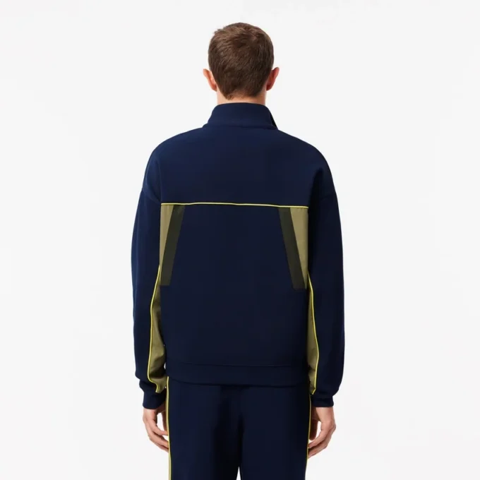 Herrsweatshirt i piqué med dragkedja och lös passform Herrsweatshirt i piqué med dragkedja och lös passform