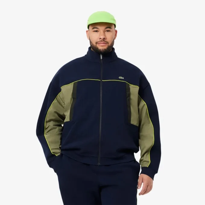 Herrsweatshirt i piqué med dragkedja och lös passform Herrsweatshirt i piqué med dragkedja och lös passform