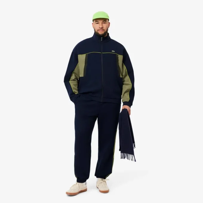 Herrsweatshirt i piqué med dragkedja och lös passform Herrsweatshirt i piqué med dragkedja och lös passform