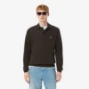 Herrsweatshirt i ribbad bomull med polokrage Herrsweatshirt i ribbad bomull med polokrage