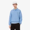 Herrsweatshirt i ribbad bomull med polokrage Herrsweatshirt i ribbad bomull med polokrage