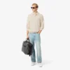Herrsweatshirt i ribbad bomull med polokrage Herrsweatshirt i ribbad bomull med polokrage