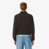 Herrsweatshirt i ribbad bomull med polokrage Herrsweatshirt i ribbad bomull med polokrage