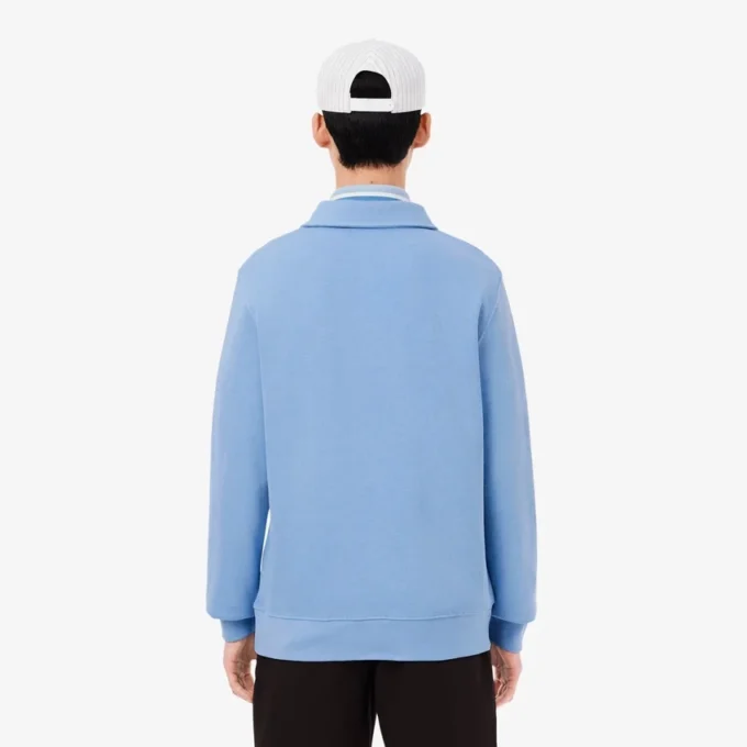 Herrsweatshirt i ribbad bomull med polokrage Herrsweatshirt i ribbad bomull med polokrage