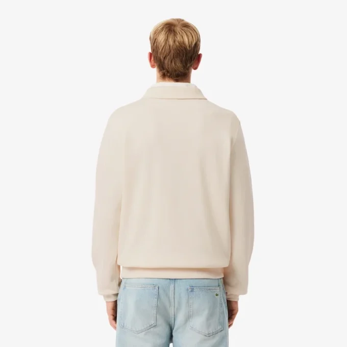 Herrsweatshirt i ribbad bomull med polokrage Herrsweatshirt i ribbad bomull med polokrage