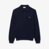 Herrsweatshirt i ribbad bomull med polokrage Herrsweatshirt i ribbad bomull med polokrage