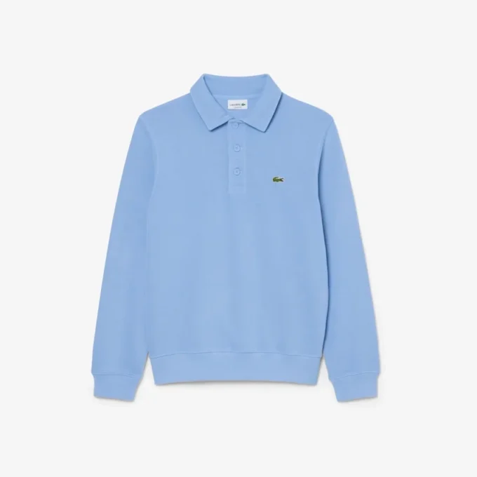 Herrsweatshirt i ribbad bomull med polokrage Herrsweatshirt i ribbad bomull med polokrage