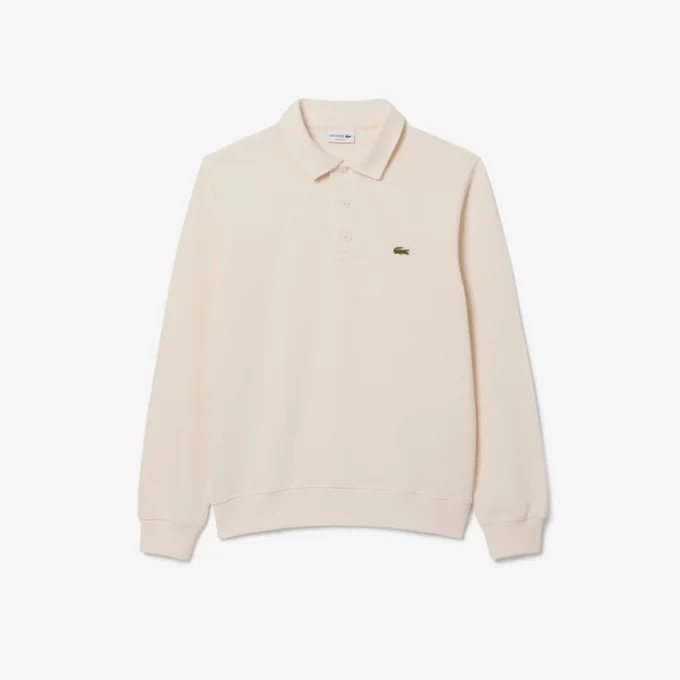 Herrsweatshirt i ribbad bomull med polokrage Herrsweatshirt i ribbad bomull med polokrage