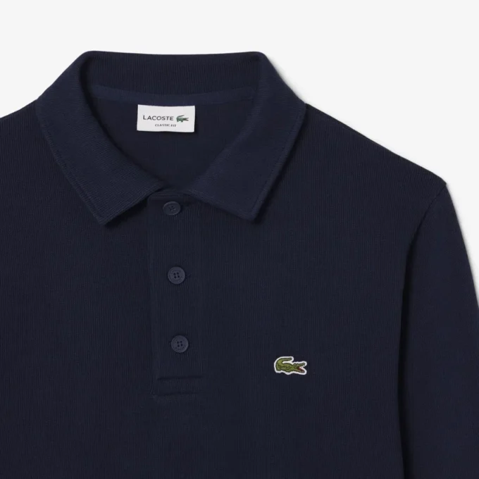 Herrsweatshirt i ribbad bomull med polokrage Herrsweatshirt i ribbad bomull med polokrage