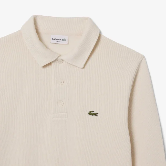 Herrsweatshirt i ribbad bomull med polokrage Herrsweatshirt i ribbad bomull med polokrage